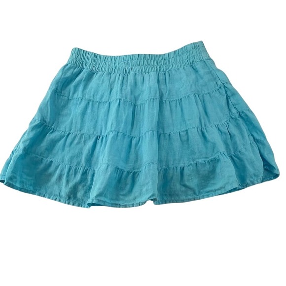House of Harlow 1960 Dresses & Skirts - House of Harlow 1960 Mini Skirt Womens L Blue Excellent Linen Tiered Boho